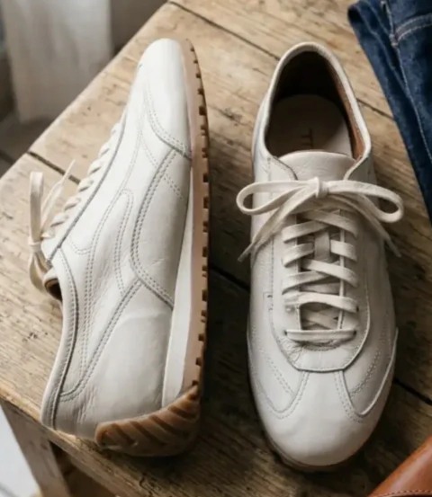 Zapatilla de cuero Natural Lidi