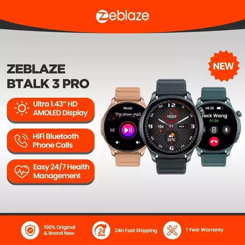 Smartwatch Zeblaze Btalk 3 Pro – Tela AMOLED 1.43" e Bluetooth - comprar online