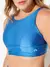 Top Feminino Recortes Alta Compressão Azul Náutico