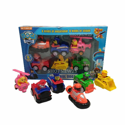 Kit 6 Carrinhos Patrulha Canina Fricção Brinquedos Coleção