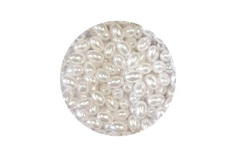 Pérola Oval Branca 8 mm