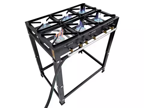 Fogón Industrial 6 Hornallas Ludinox Alta Presión + Kit de Gas