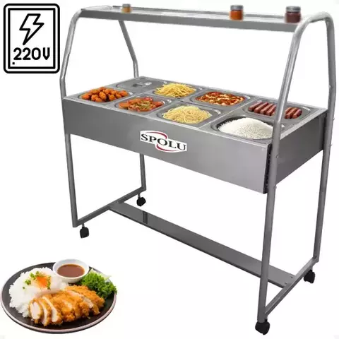 Buffet Térmico Eléctrico 8 Cubas Caliente Baño María Self Service 220V – Spolu SPL-508 - comprar online