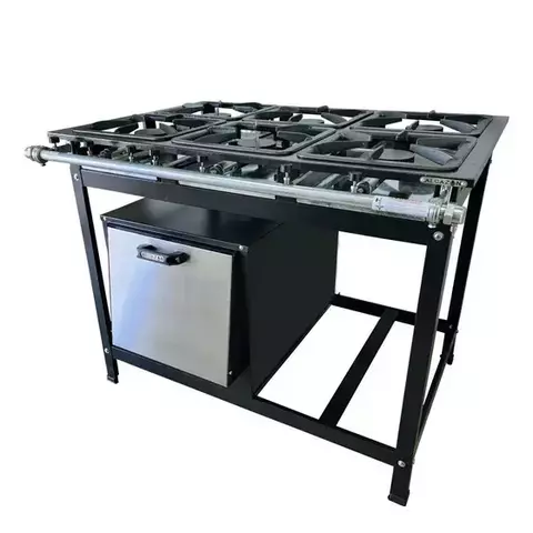 Fogón Industrial de Alta Presión 6 Hornallas con Horno 75 Litros Tapa Inox – Alcazon ACZ-010 - comprar online