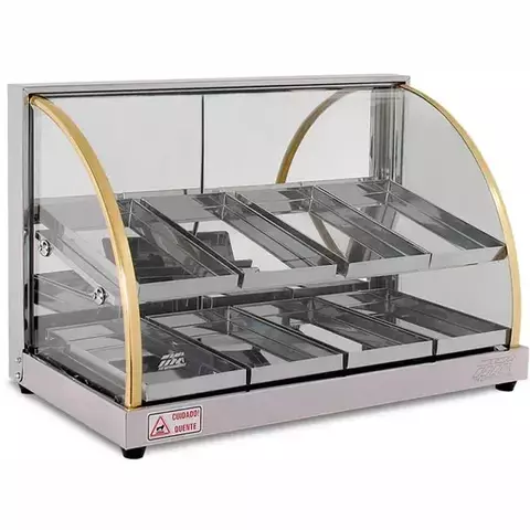 Estufa Vitrina Caliente para Salgados – Doble con 8 Bandejas – Tita Inox