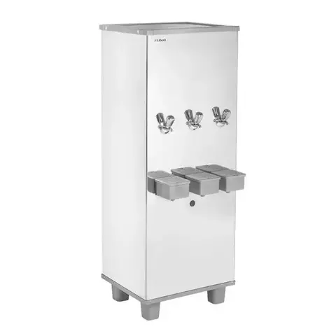 Dispenser de Agua Industrial 50 Litros Inox con 3 Llaves de Agua Fría – Libell LIC050 (220V)