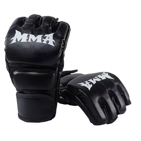 Luvas de treinamento de boxe profissional meio dedo almofada de couro para adult