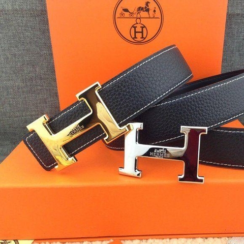 Cinturón Premium Ajustable con Hebilla “H” de Hermes – Talle Único Plateado