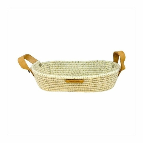 Panera Oval Alargada Lurex Con Manija De Cuero Soga