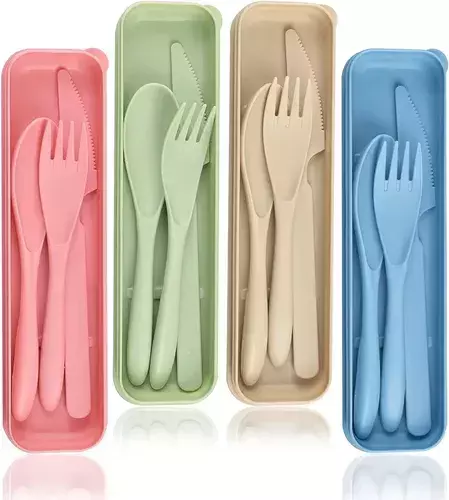 Set Cubiertos Plastico Bebe Estuche Viaje Tenedor Cuchara
