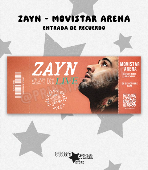 Entrada de Recuerdo Zayn Movistar Arena 2026