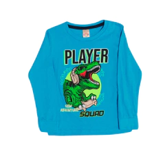 Camiseta Manga Longa Masculina Dinossauro Azul na internet