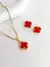 Conjunto Van Cleef Vermelho - Banho de Ouro 18k - comprar online