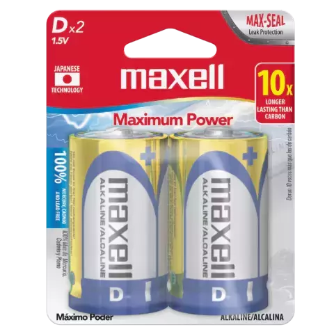 Pila alcalina Maxell tipo D LR20 pack x2 (6Mb) - comprar online