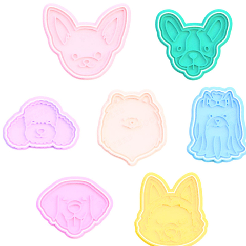 Kit com 7 Cortadores de Biscoito Pasta Americana Biscuit Pet Love Dog 1 CT10985T