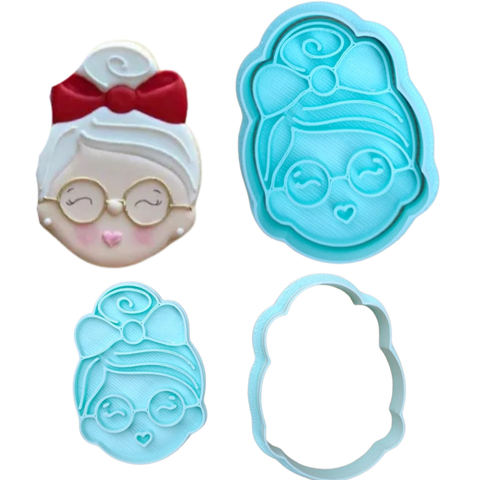 Kit Cortador de Biscoito Pasta Americana Biscuit Natal Mamãe Noel CT12239M
