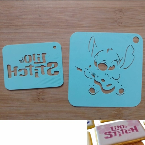 Kit com 2 Stencil para Confeitaria e Artesanato Lilo e Stitch CT11680