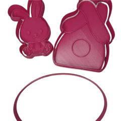 Kit Com 3 Cortadores e 1 Textura para Biscoito Pasta Americana Biscuit de Páscoa Coelho com a Casinha de Mesa CT12067 - comprar online