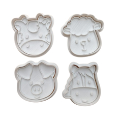 Kit com 4 Cortadores de Biscoito Pasta Americana Biscuit Fazendinha 4 CT12235 na internet