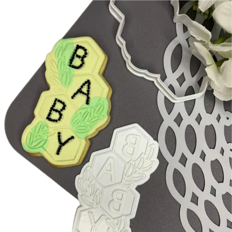 Kit Cortador de Biscoito Pasta Americana Biscuit Baby Cubos com Folhas CT12288