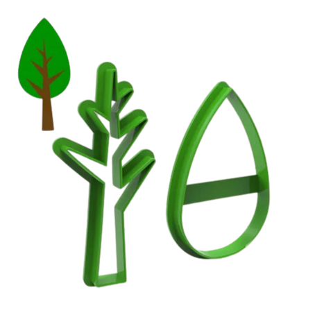 Kit com 2 Cortadores para Pasta Americana Biscuit Árvore Folha CT12260