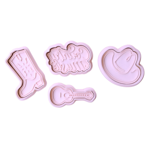 Kit com 4 Cortadores de Biscoito Pasta Americana Biscuit Country Music CT12251