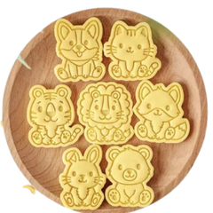 Kit com 7 Cortadores para Biscoito Pasta Americana Biscuit Animais Fofinhos CT12262