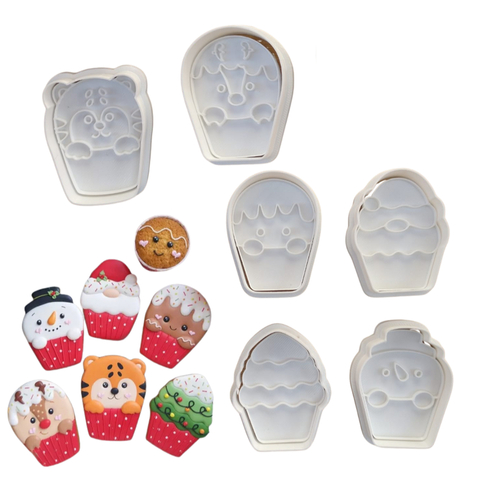 Kit com 6 Cortadores de Brigadeiro Pasta Americana Biscuit Cupcakes Natal CT12330