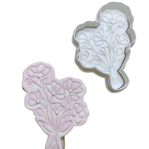 Kit Cortador de Biscoito Pasta Americana Biscuit Bouquet de Flores Delicadas CT12293
