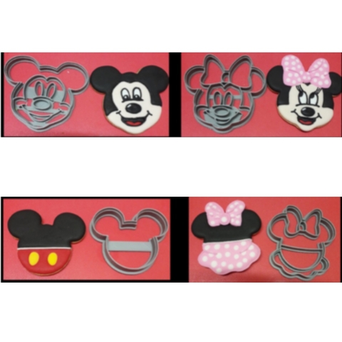 Kit 4 Cortador de Biscoito Pasta Americana Biscuit Minnie e Mickey CT10490