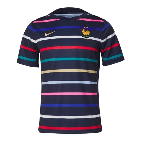 Camisa Seleção França Pré-jogo I 24/25 - Torcedor Nike Masculina - Azul com detalhes coloridos