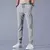 Moletom masculino de seda gelada, calça casual fina preta cinza para negócios.