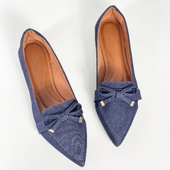 Mocassim jeans laço tecido - comprar online