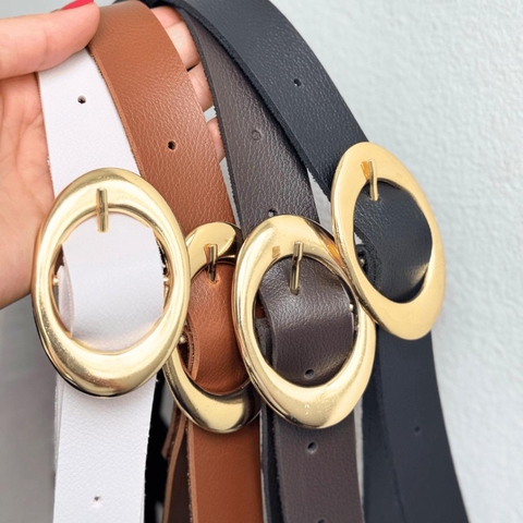 Cinto grosso fivela dourada