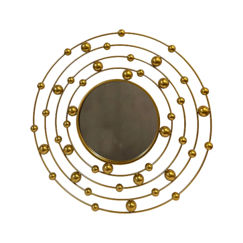 Espelho Decorativo Dourado em Metal - 71116