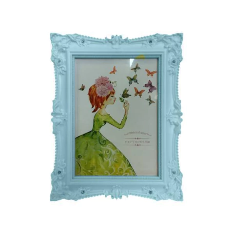Porta-Retrato em Plástico 12,7x17,7x2cm – Moldura Decorativa com Ilustração Artística - 744 II