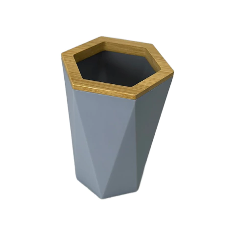 Copo Organizador com Design Geométrico e Borda de Bambu - 8228 II
