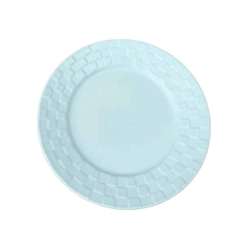 Prato de cerâmica levemente ovalado 14,5 × 13 cm em branco, bege e preto - CG5880