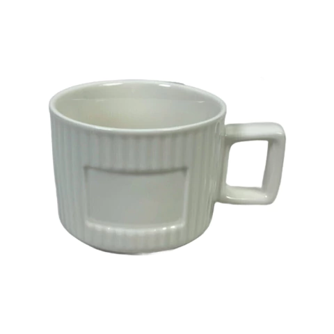 Caneca de cerâmica com textura vertical estilo moderno 250 ml disponível em 3 cores - CG5911