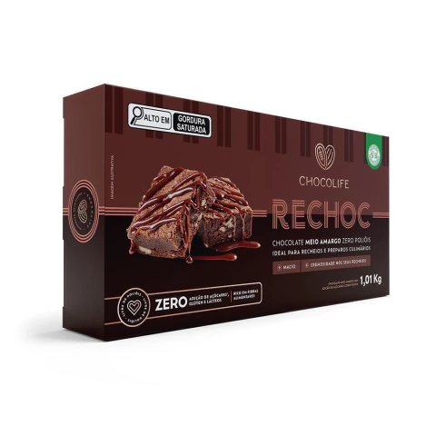 Barra de Chocolate Rechoc Meio amargo Zero Poliol 1kg