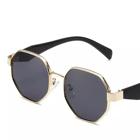 Novo retro óculos de sol feminino moda poligonal armação de metal óculos de