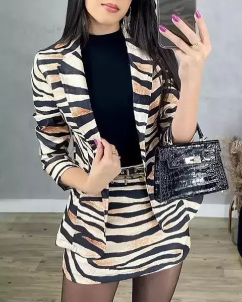 Mulher elegante blazer outfits temperamento viajando feminino 2 peças conjuntos