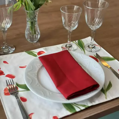 Americano Retangular Tulipa com Xadrez - Vermelho