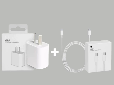 COMBO CARGADOR: ADAPTADOR 20 W + CABLE USB-C A USB-C