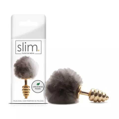 PLUG ANAL COM POMPOM DE PELÚCIA 6,5X 2,9 CM LINHA SLIM SEXY FANTASY
