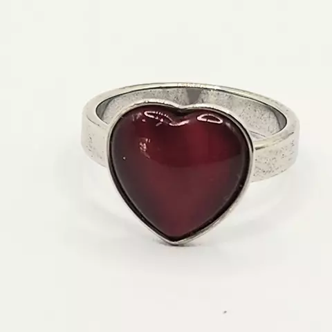 ANILLO CORAZÓN SIMIL PIEDRA ROJA