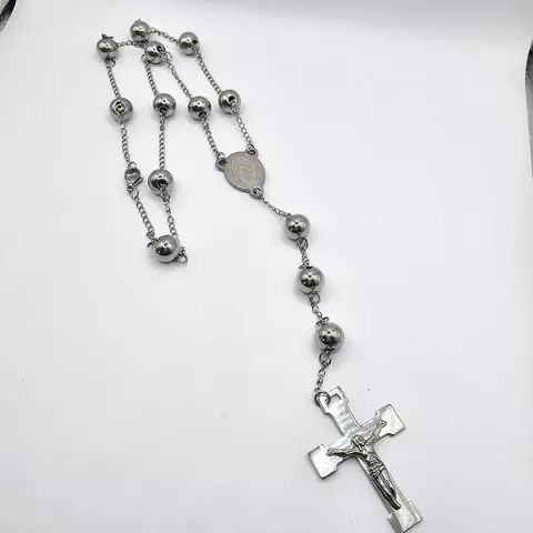 ROSARIO DENARIO MEDALLA MILAGROSO Y CRUZ 3D 50 CM LARGO TOTAL 75