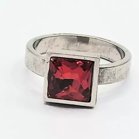 ANILLO CUADRADO SIMIL CUBIC ROJO