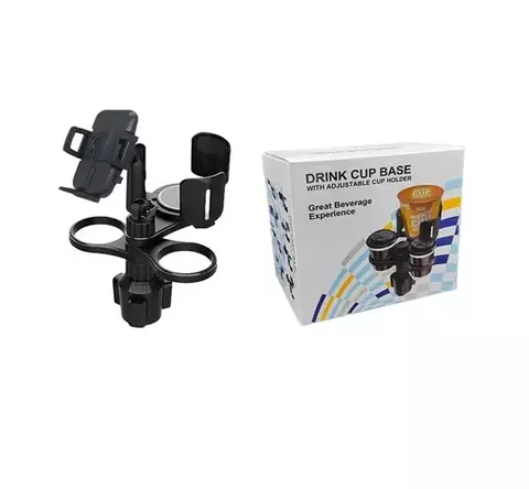 SOPORTE DE AUTO PARA 2 VASOS Y CELULAR CON BANDEJA