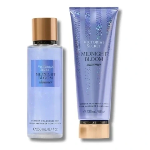 Kit Presente Victoria's Secret Midnight Bloom Shimmer | Hidratante + Body Splash Originais